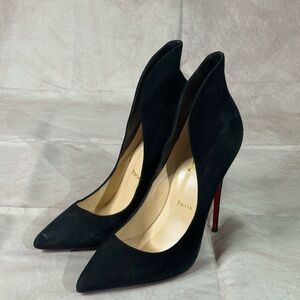 Christian Louboutin Black Suede Pumps with Red Sole